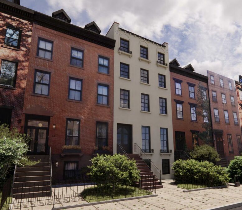 Rendering of proposed changes to 39 Sidney Place, via LPC proposal
